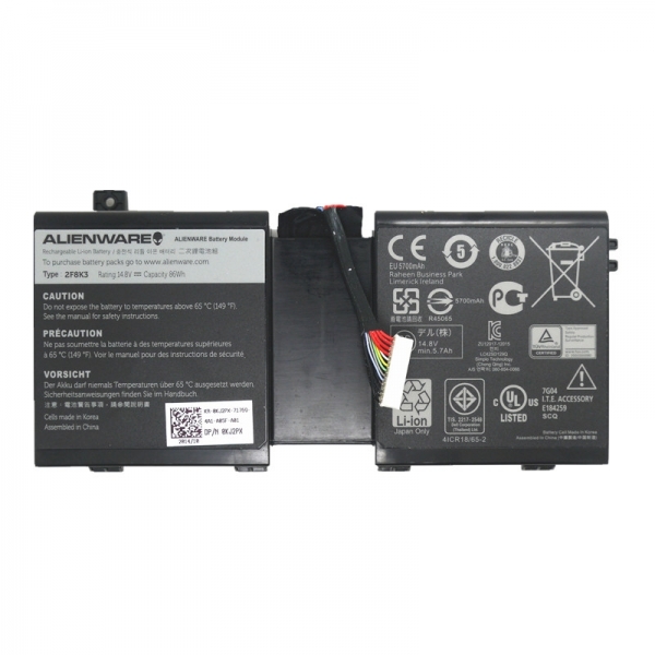 Originale 86Wh Dell 2F8K3 02F8K3 KJ2PX 0KJ2PX Batteria